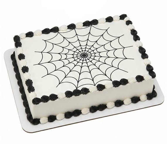 Spider Web Edible Cake Topper, Halloween Spiderweb Frosting Sheet Decoration ~ D20016