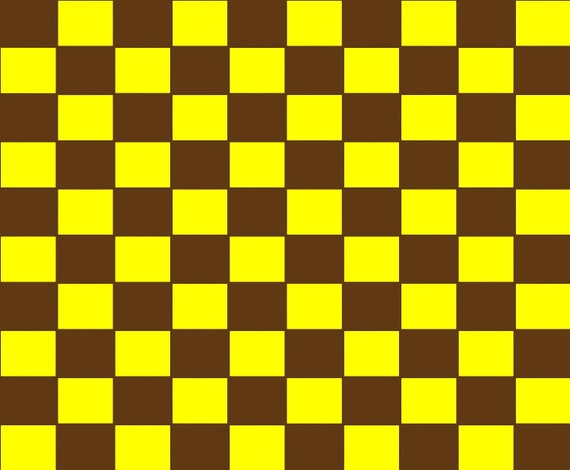 Brown & Yellow Checkerboard Birthday ~ Edible 2D Fondant Birthday Cake/Cupcake Topper ~ D22744