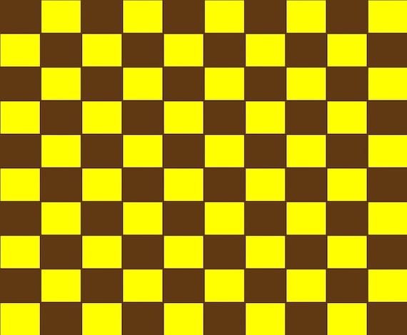 Brown & Yellow Checkerboard Birthday ~ Edible 2D Fondant Birthday Cake/Cupcake Topper ~ D22744