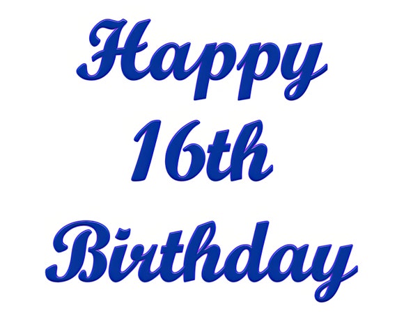 Blue Happy 16th Birthday ~ Edible 2D Fondant Birthday Cake/Cupcake Topper ~ D22731