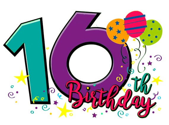 Happy 16th Birthday ~ Edible 2D Fondant Birthday Photo Frame Cake/Cupcake Topper ~ D24110