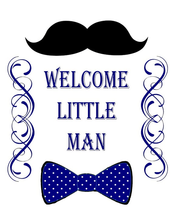 Welcome Little Man Baby Shower Birthday - 2D Fondant Edible Cake and Cupcake Topper For Birthdays and Parties! - D24369