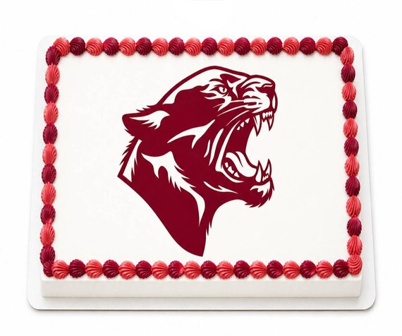 Maroon Wildcat Roaring Mascot Edible Cake Topper, Cougar Panther School Frosting Sheet Image ~ D22480