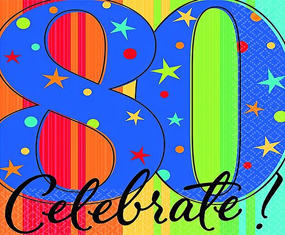 Celebrate 80 Birthday ~ Edible 2D Fondant Birthday Cake/Cupcake Topper ~ D6006