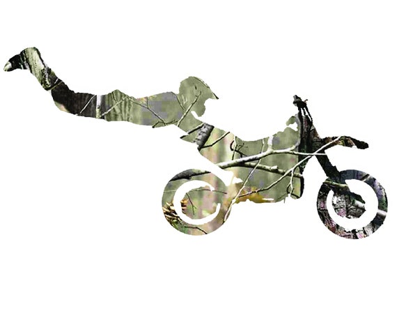 Motocross Camo Dirtbike Birthday ~ Edible 2D Fondant Birthday Cake/Cupcake Topper ~ D22031