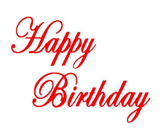 Red Happy Birthday Script ~ Edible 2D Fondant Birthday Cake/Cupcake Topper ~ D22472