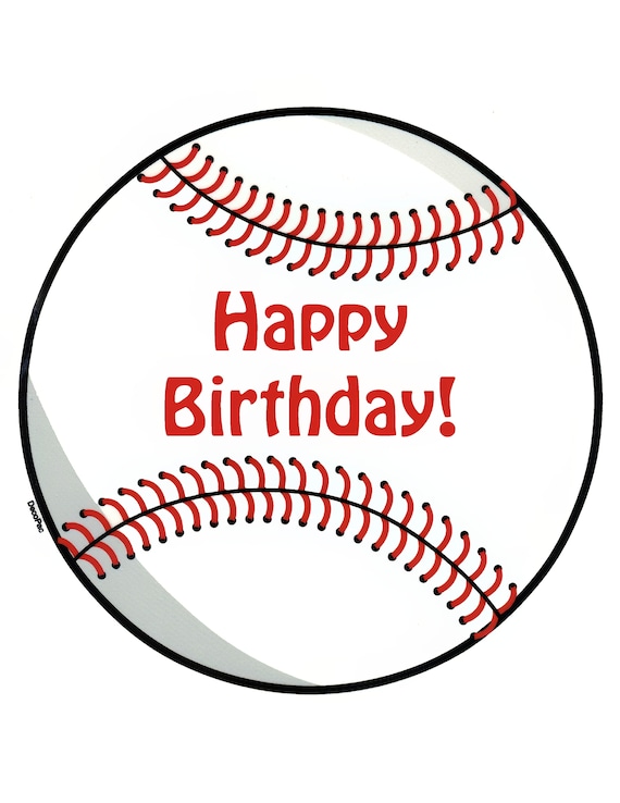 Baseball Happy Birthday ~ Edible 2D Fondant Birthday Cake/Cupcake Topper ~ D24713