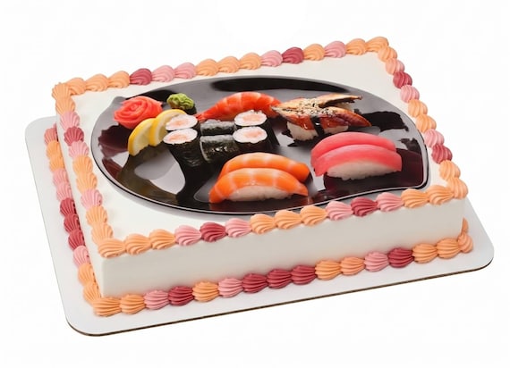 Sushi Platter Edible Cake Topper, Japanese Nigiri Frosting Sheet Image, Sushi Birthday ~ D7917