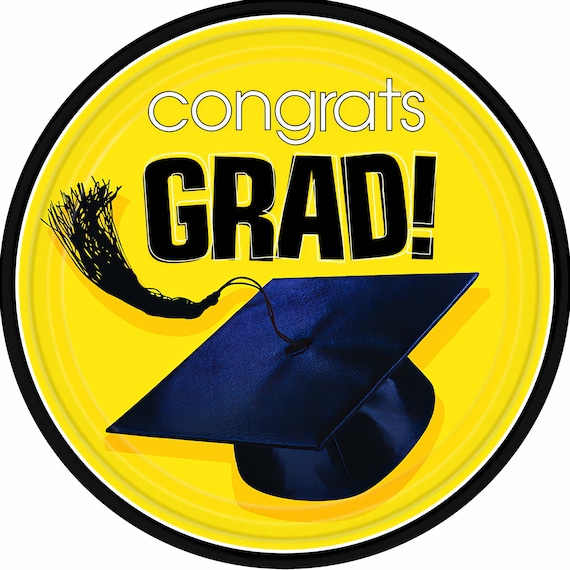 Yellow Congrats Grad Cap ~ Edible 2D Fondant Birthday Cake/Cupcake Topper ~ D5932