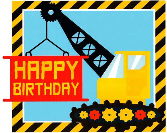 Birthday Under Construction ~ Edible 2D Fondant Birthday Cake/Cupcake Topper ~ D121