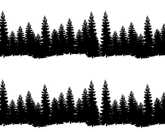 Wilderness Trees Birthday - Side Strips ~ Edible 2D Fondant Birthday Cake Side Toppers ~ D24489