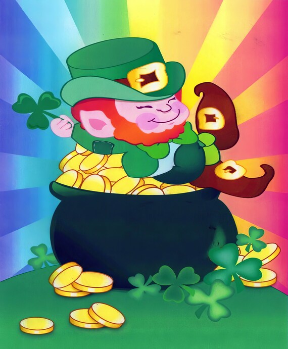 St. Patrick's Day Leprechaun Pot of Gold ~ Edible 2D Fondant Birthday Cake/Cupcake Topper ~ D6179