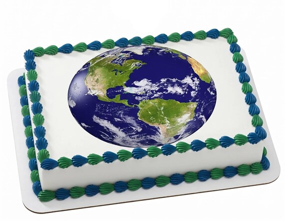 Planet Earth Edible Cake Topper, World Globe Frosting Sheet Image, Science Space Birthday ~ D9497