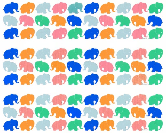 Colorful Elephants Birthday ~ Edible 2D Fondant Birthday Cake Side Toppers ~ D24299