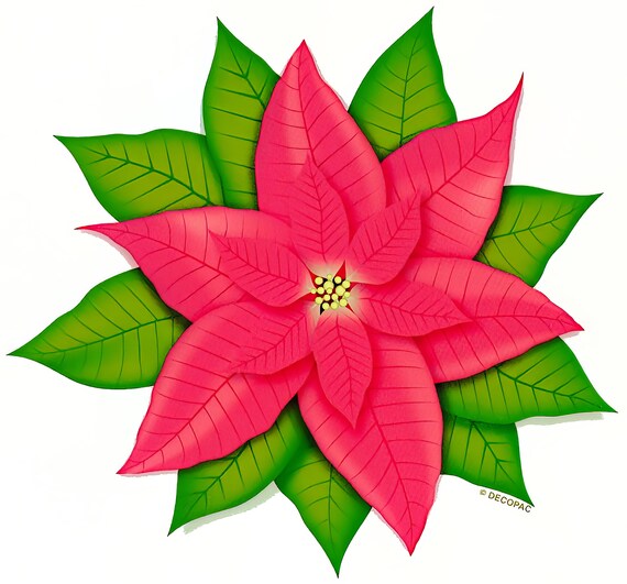 Christmas Poinsettia ~ Edible 2D Fondant Birthday Cake/Cupcake Topper ~ D713