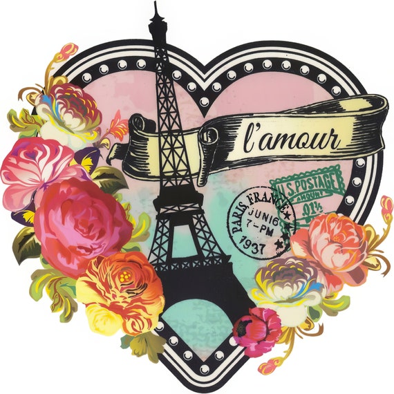 Valentine's Day L'amour Eiffel Tower Heart ~ Edible 2D Fondant Birthday Cake/Cupcake Topper ~ D1451