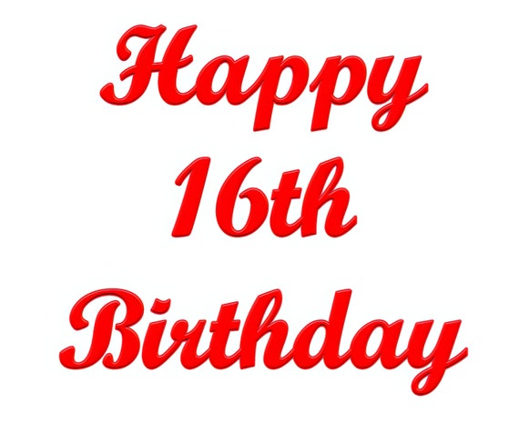 Red Happy 16th Birthday ~ Edible 2D Fondant Birthday Cake/Cupcake Topper ~ D22732