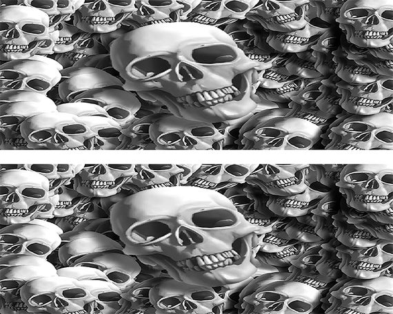 Black & White Halloween Skulls - Side Strips ~ Edible 2D Fondant Birthday Cake Side Toppers ~ D22387