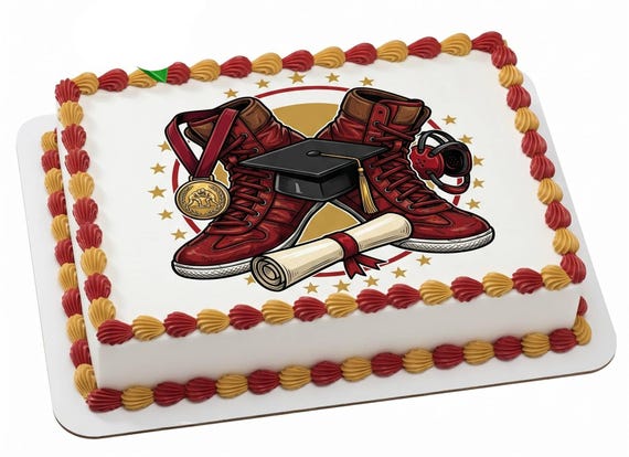 Wrestling Graduation Cap Diploma Edible Cake Topper, Sports Grad Celebration Frosting Sheet Decoration ~ D30061
