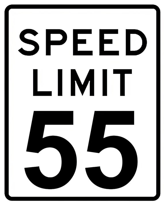 Speed Limit 55th Birthday Sign - 2D Fondant Edible Cake & Cupcake Topper For Birthdays and Parties! - D24333