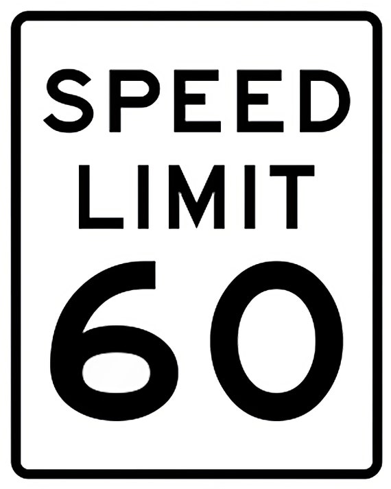 Speed Limit 60th Birthday ~ Edible 2D Fondant Birthday Cake/Cupcake Topper ~ D22404