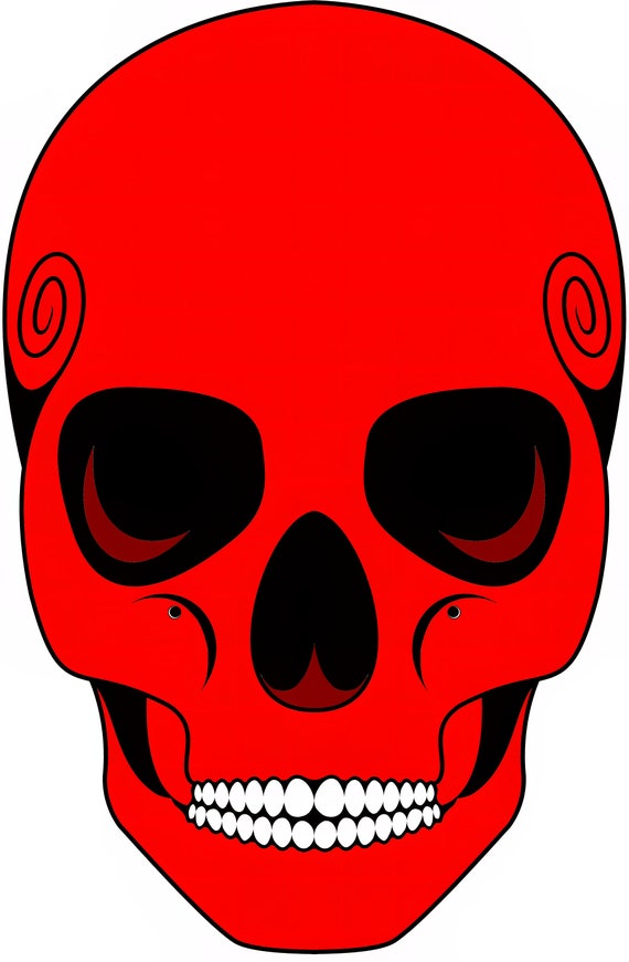 Red Skull Halloween ~ Edible 2D Fondant Birthday Cake/Cupcake Topper ~ D9914
