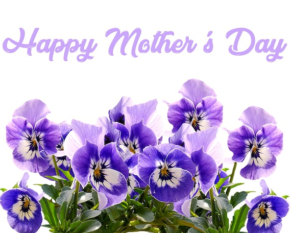 Purple Flowers Happy Mothers Day ~ Edible 2D Fondant Birthday Cake/Cupcake Topper ~ D24014