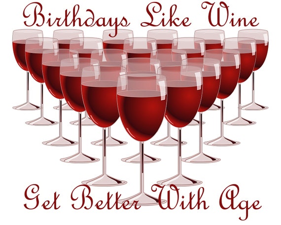 Wine Glasses Birthday ~ Edible 2D Fondant Birthday Cake/Cupcake Topper ~ D21977
