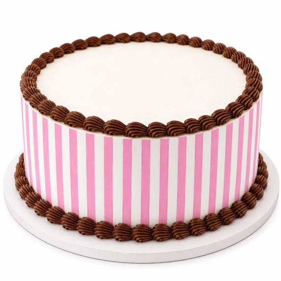 Pink Stripe Edible Cake Side Strip, Birthday Frosting Sheet Decoration ~ D791