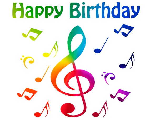Band Music Notes Rainbow Happy Birthday ~ Edible 2D Fondant Birthday Cake/Cupcake Topper ~ D22721