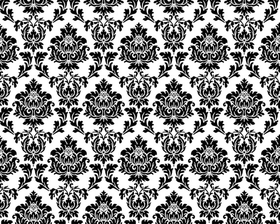 Black & White Damask Birthday ~ Edible 2D Fondant Birthday Cake/Cupcake Topper ~ D799