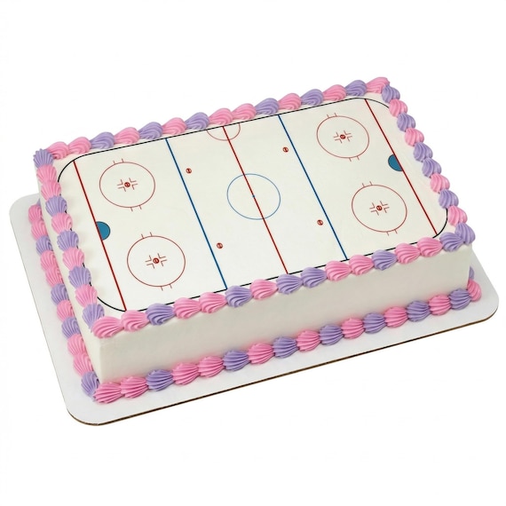 Hockey Rink Ice Arena Edible Cake Topper, Sports Birthday Party Frosting Sheet Image, Hockey Theme Cake Decoration ~ D827