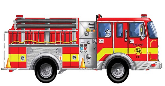Red Fire Truck Birthday ~ Edible 2D Fondant Birthday Cake/Cupcake Topper ~ D555