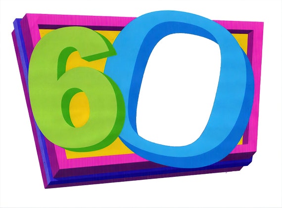 Happy 60th Birthday ~ Edible 2D Fondant Birthday Cake/Cupcake Topper ~ D22972