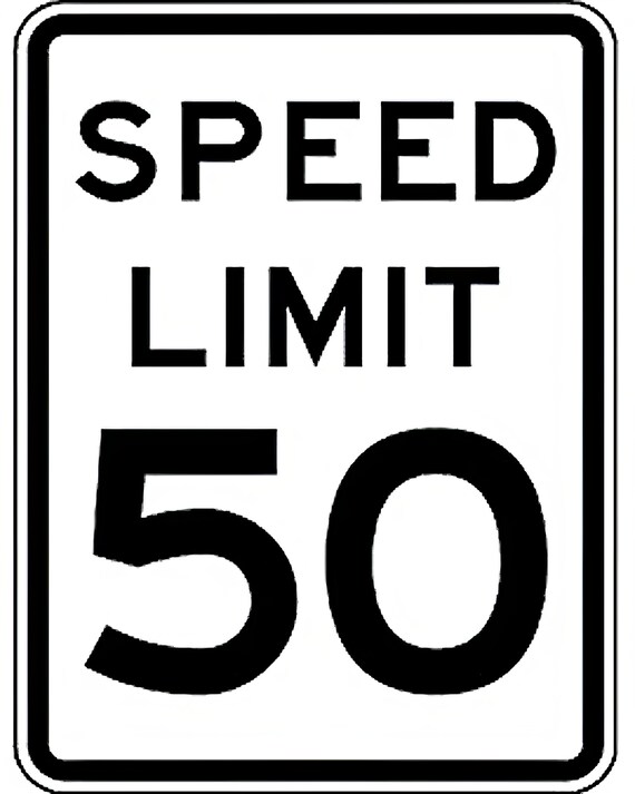 Speed Limit 50th Birthday - Edible 2D Fondant Cake & Cupcake Topper For Birthdays and Parties! - D24319