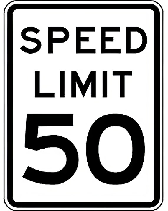 Speed Limit 50th Birthday - Edible 2D Fondant Cake & Cupcake Topper For Birthdays and Parties! - D24319