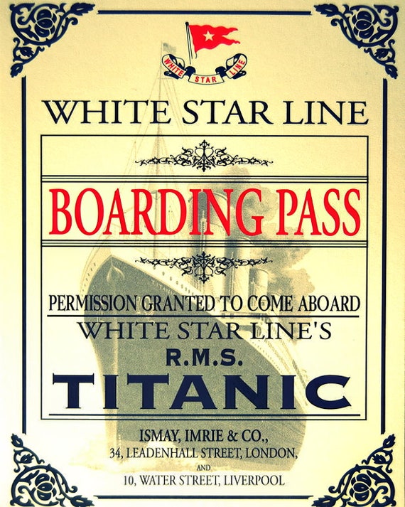 Vintage Titanic Boarding Pass Birthday ~ Edible 2D Fondant Birthday Cake/Cupcake Topper ~ D24173