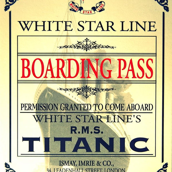 Vintage Titanic Boarding Pass Birthday ~ Edible 2D Fondant Birthday Cake/Cupcake Topper ~ D24173