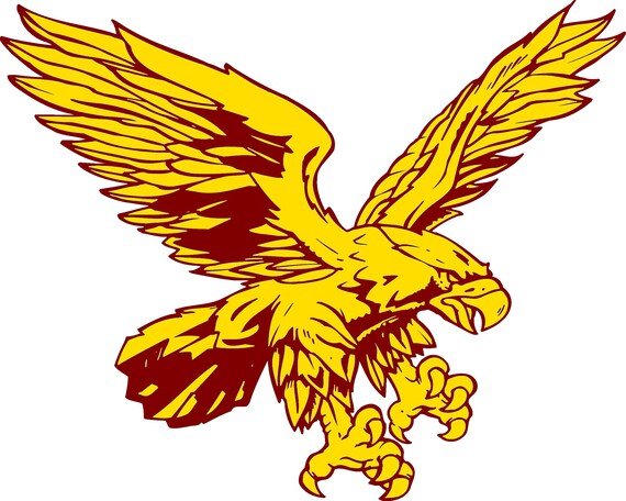 Yellow and Maroon Eagle Mascot Birthday - Edible 2D Fondant Cake & Cupcake Topper For Birthdays and Parties! - D24326