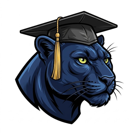 Panther Graduation Edible Cake Topper Image, Personalized (9 Size Options) - SKU D30012