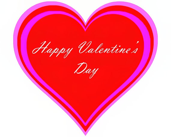 Happy Valentine's Day Heart ~ Edible 2D Fondant Birthday Cake/Cupcake Topper ~ D22104