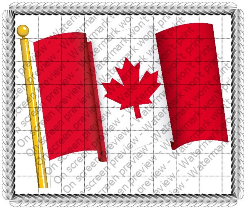 Canadian Flag Edible 2D Fondant Birthday Cake/Cupcake Topper Etsy