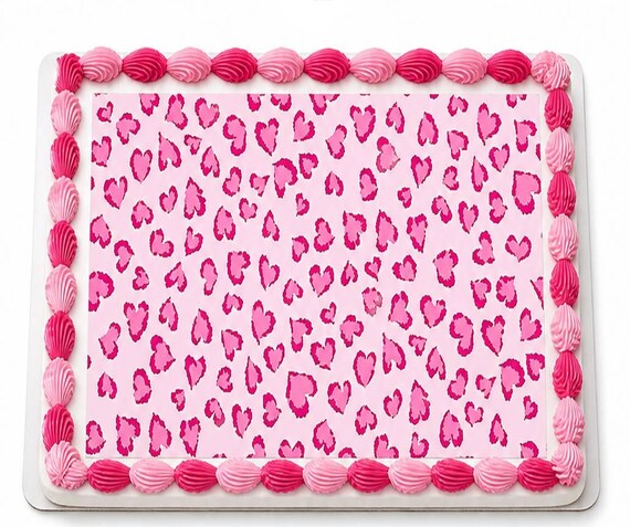 Pink Leopard Print Edible Cake Topper, Hot Pink Cheetah Pattern Frosting Sheet Image, Animal Spots ~ D4974