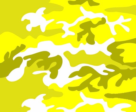 Yellow Camo Birthday Background ~ Edible 2D Fondant Birthday Cake/Cupcake Topper ~ D9790