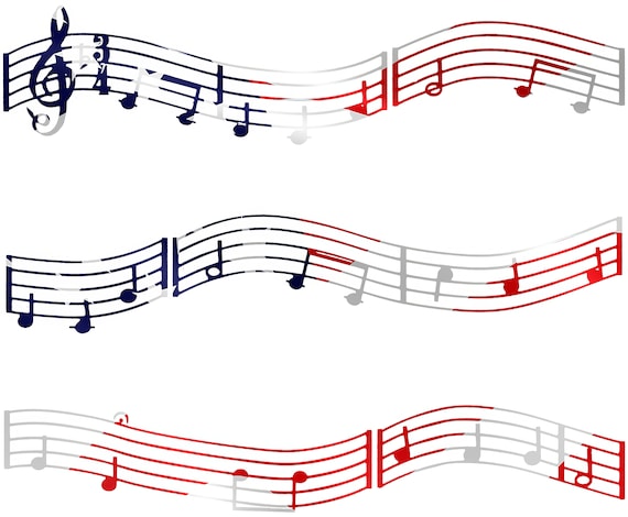 Patriotic Music Band Notes - Birthday Background - Side Strips ~ Edible 2D Fondant Birthday Cake Side Toppers ~ D22674