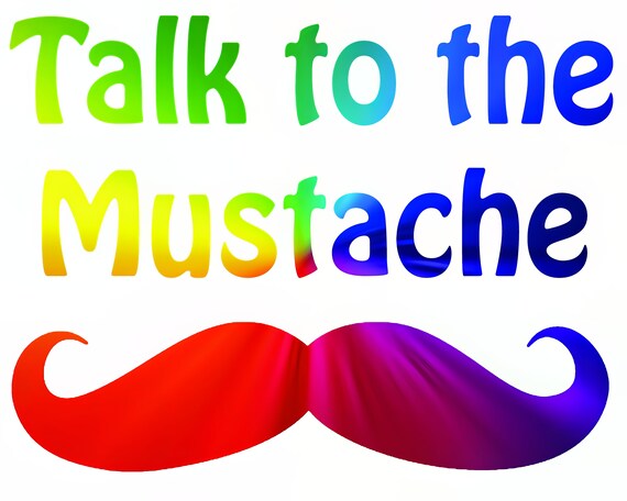 Talk To The Mustache Birthday ~ Edible 2D Fondant Birthday Cake/Cupcake Topper ~ D21698