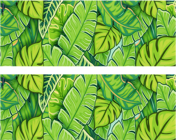 Green Jungle Leaves Birthday ~ Edible 2D Fondant Birthday Cake Side Toppers ~ D24132