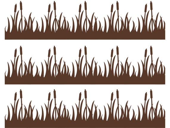 Cat Tails Hunting - Side Strips ~ Edible 2D Fondant Birthday Cake Side Toppers ~ D30002