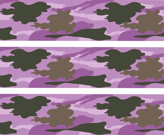 Purple Hunting Camo - Birthday Background - Side Strips ~ Edible 2D Fondant Birthday Cake Side Toppers ~ D9803