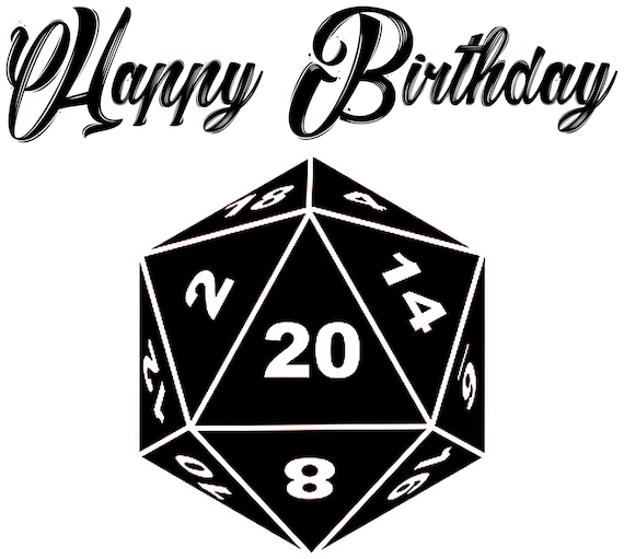 D20 Roleplay Game Dice Happy Birthday ~ Edible 2D Fondant Birthday Cake/Cupcake Topper ~ D22911